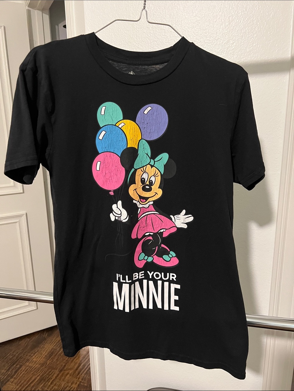 Disney Minnie Mouse Graphic Tee - Black with Colorful Balloons
